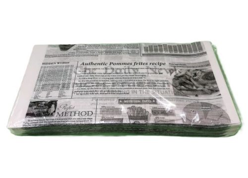Street food tálcapapír dekorált (újságpapír) 30x45cm 5 kg *002872* félbevágva nagy street food tálcába való
