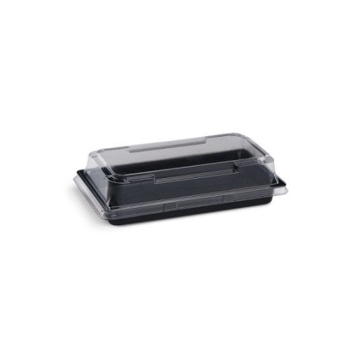 Sushi doboz tetővel szettben 170x90x17mm PET fekete 100db alj+100db tető összecsomagolva *74410